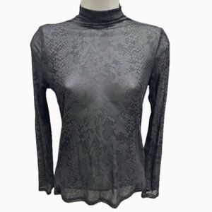 Black Snake Print Sheer Top